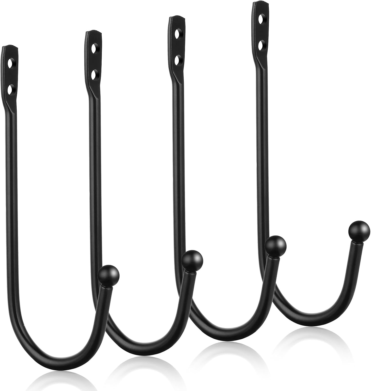 4Pack Decorative Curtain Drapery Holdbacks Curtain Tie Backs Simple Vintage Rustic Style Decor Curtains Hooks for Wall Ties for Drapes Black Tiebacks with Screws Black Metal U Shaped Pull Backs