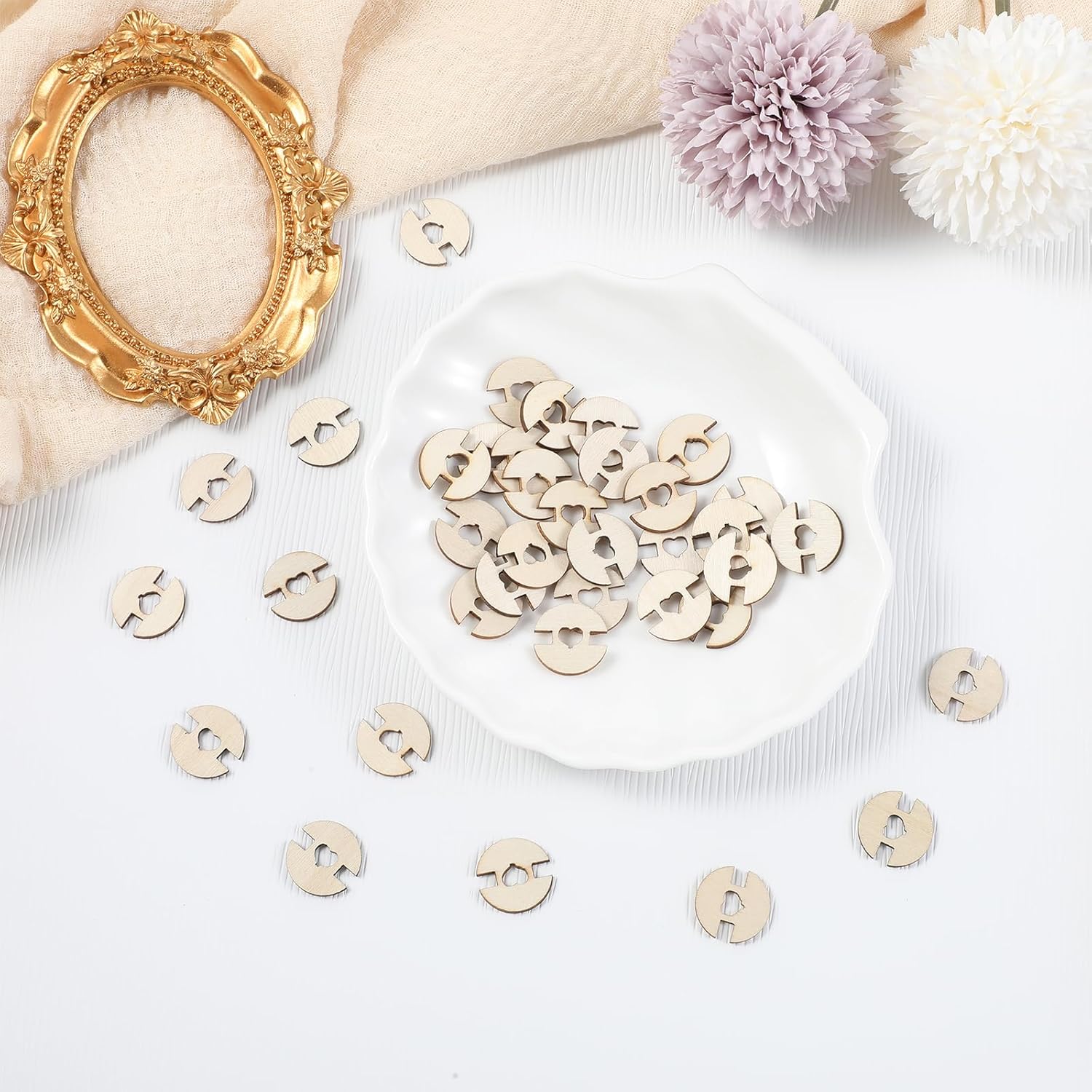 60 Pcs Pom Pom Buttons for Hats, Wooden Handmade Buttons to Attach Pom Poms to Hats Faux Fur Pom Pom Holder Keepers Fastener Removable Love Button Crafts for Knitting Beanies DIY Craft Decoration