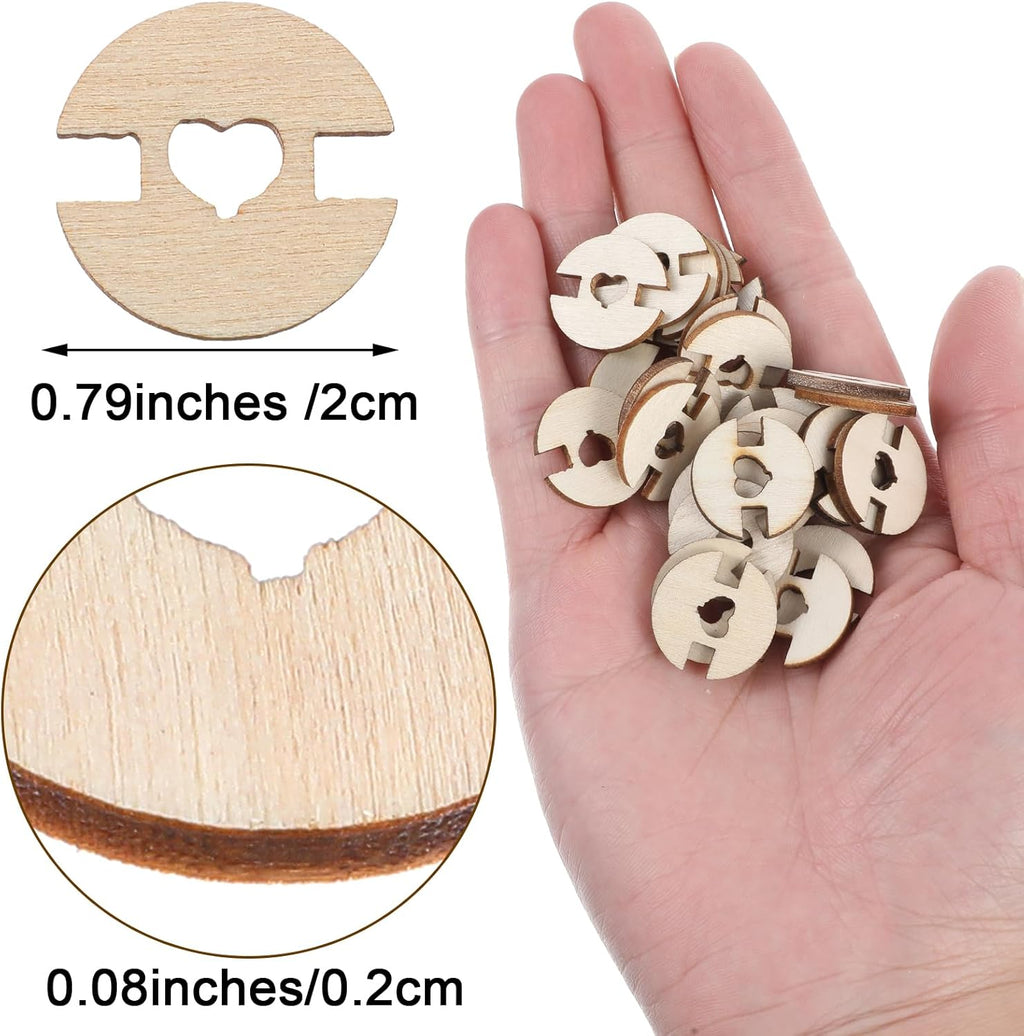 60 Pcs Pom Pom Buttons for Hats, Wooden Handmade Buttons to Attach Pom Poms to Hats Faux Fur Pom Pom Holder Keepers Fastener Removable Love Button Crafts for Knitting Beanies DIY Craft Decoration