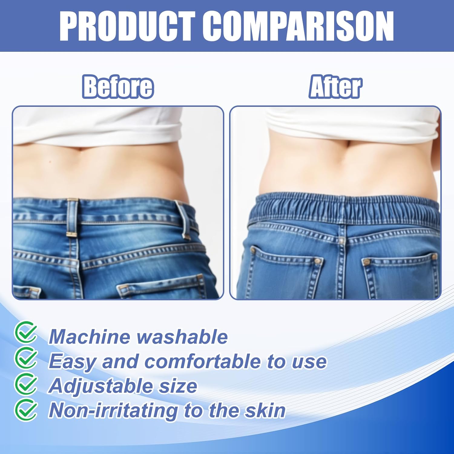 6 Pcs Waist Tightener for Pants Women Jeans Button Tightener Pants Adjuster Waist Tightener Jeans Waist Tightener Jean Button Waist Tightener Suitable Elastic Waist Extenders for Women Men (Black)