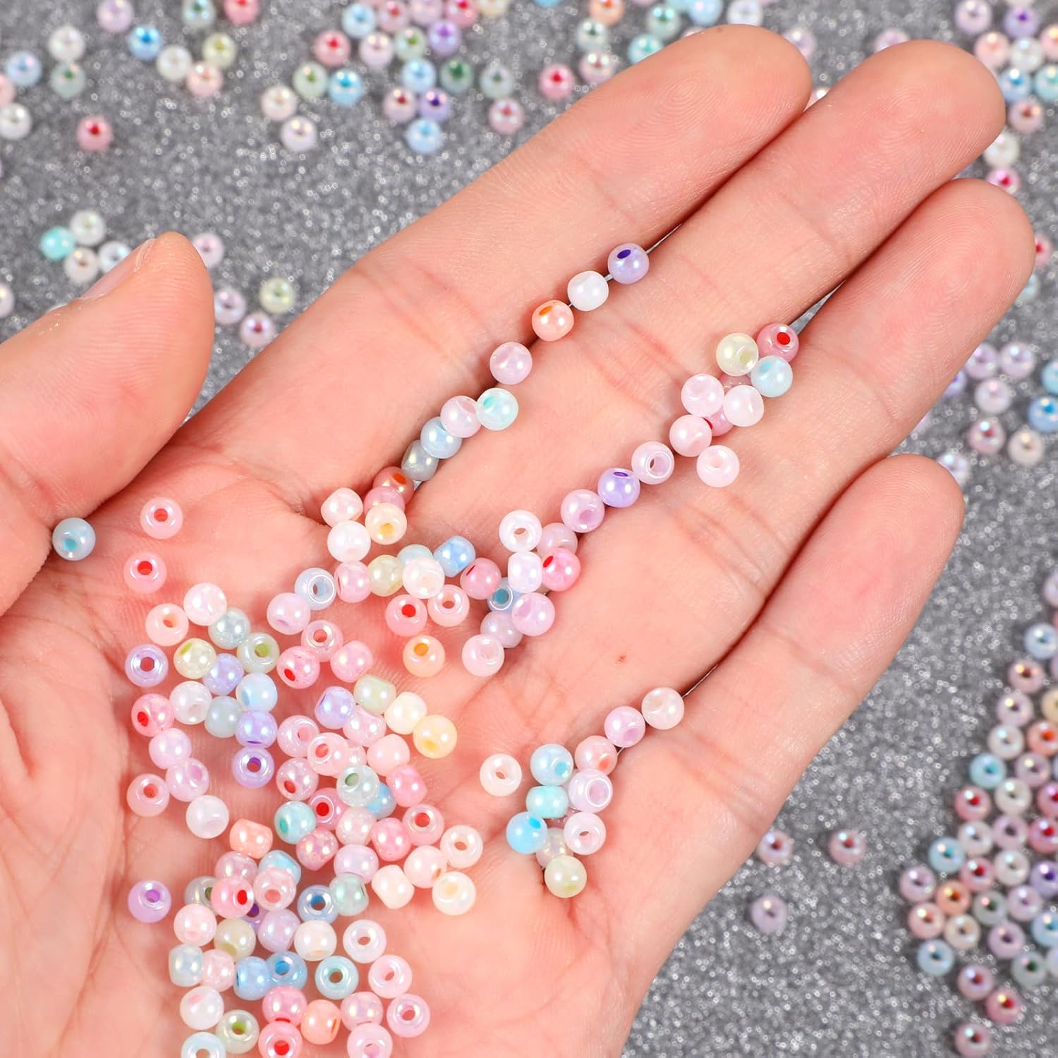 300Pcs Mini Pony Beads Pastel Pony Beads Candy Macaron Color Pony Beads Translucent Plastic Poly Hair Beads with Glitter for DIY Crafts Braids Bracelet Jewelry Making