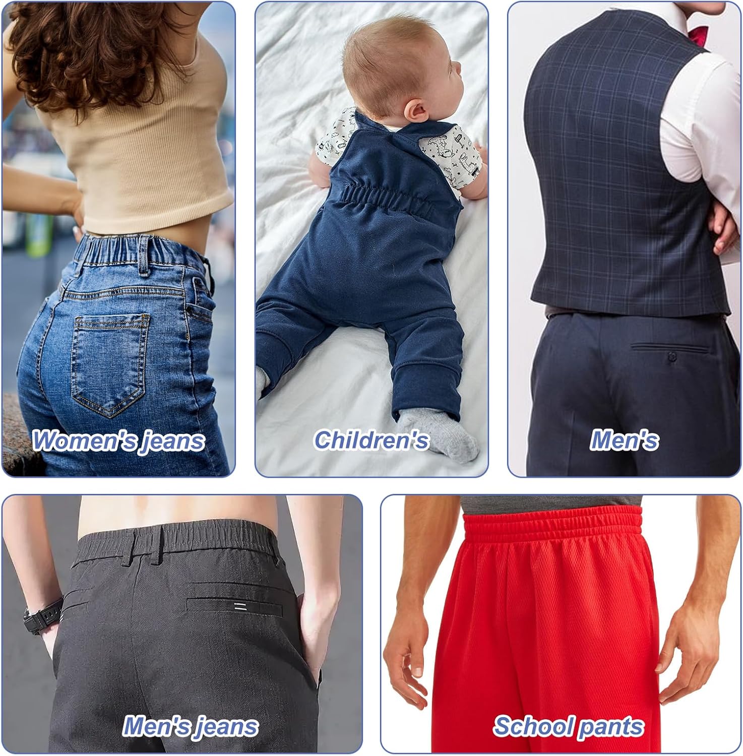 6 Pcs Waist Tightener for Pants Women Jeans Button Tightener Pants Adjuster Waist Tightener Jeans Waist Tightener Jean Button Waist Tightener Suitable Elastic Waist Extenders for Women Men (Black)