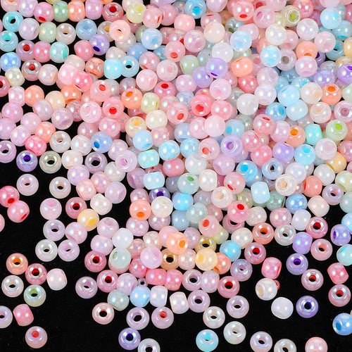 300Pcs Mini Pony Beads Pastel Pony Beads Candy Macaron Color Pony Beads Translucent Plastic Poly Hair Beads with Glitter for DIY Crafts Braids Bracelet Jewelry Making