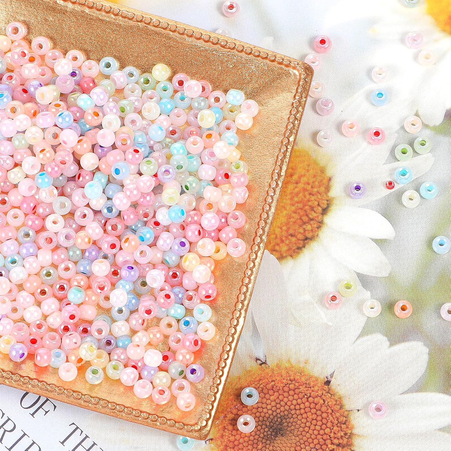 300Pcs Mini Pony Beads Pastel Pony Beads Candy Macaron Color Pony Beads Translucent Plastic Poly Hair Beads with Glitter for DIY Crafts Braids Bracelet Jewelry Making