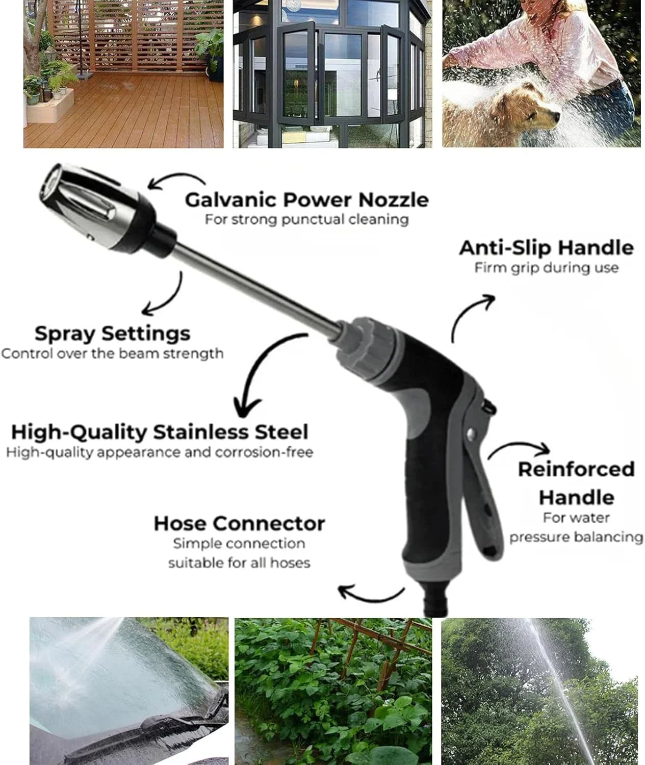 Autopulsex Jet Washer Gun, Turbowasher - Power High-Pressure Cleaner for Every Garden Hose, Portable Hydro Jet High Pressure Power Washer Gun, Pressure Washer for Garden Hose, with Accessories